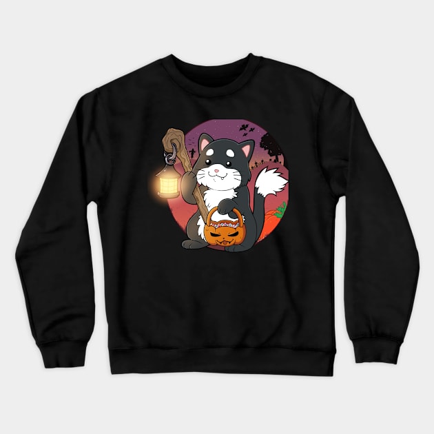 Halloween trick or treat cat Crewneck Sweatshirt by Grethe_B